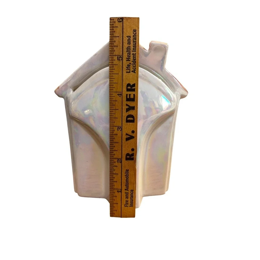 Ceramic‎ Cottagecore House Shaped Welcome Wall Pocket Vase Iridescent Floral